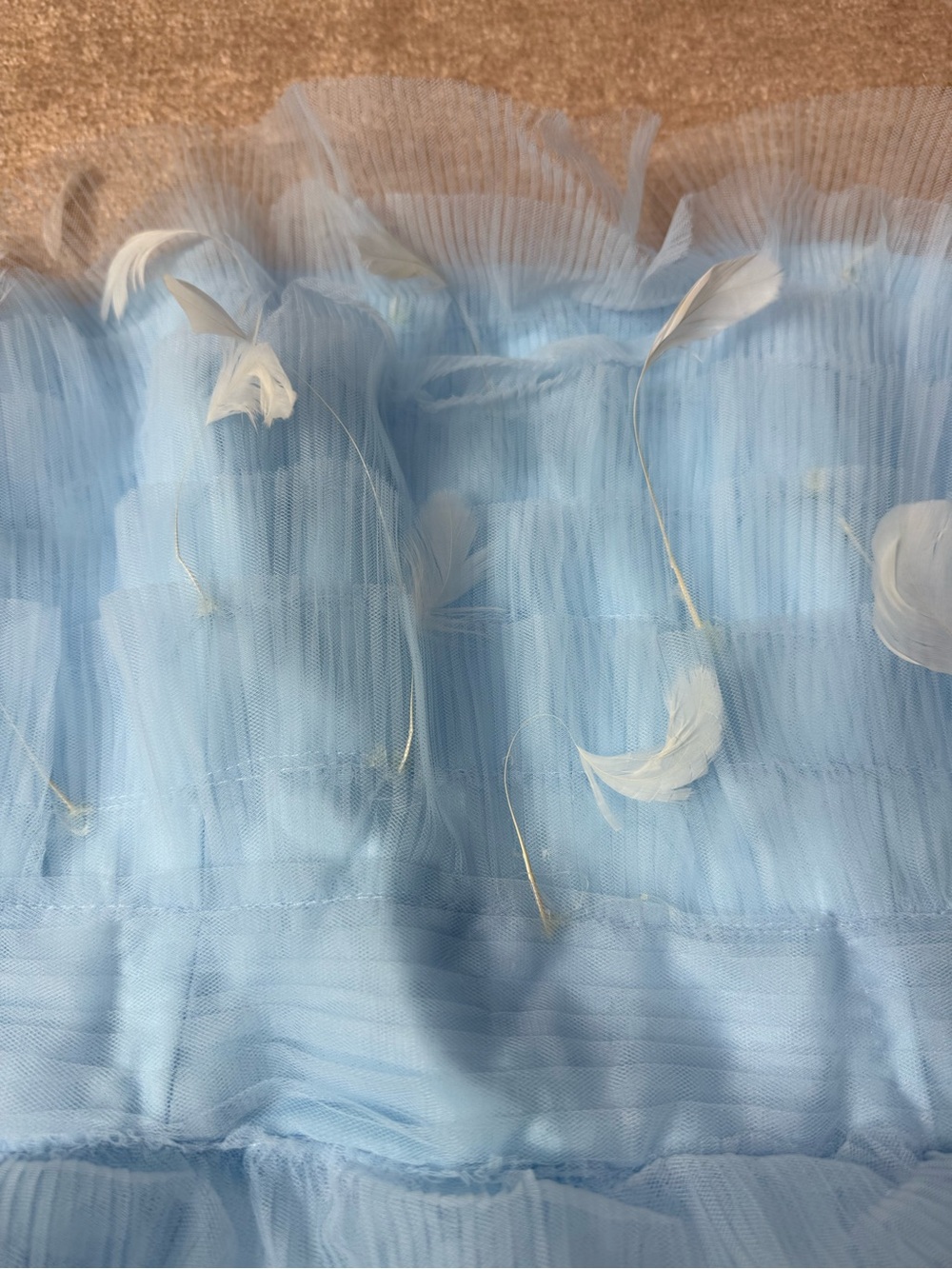 Mac Duggal 20529 Powder Blue Feather Strapless Tulle Fit & Flare Dress NWT 12 - Picture 12 of 16